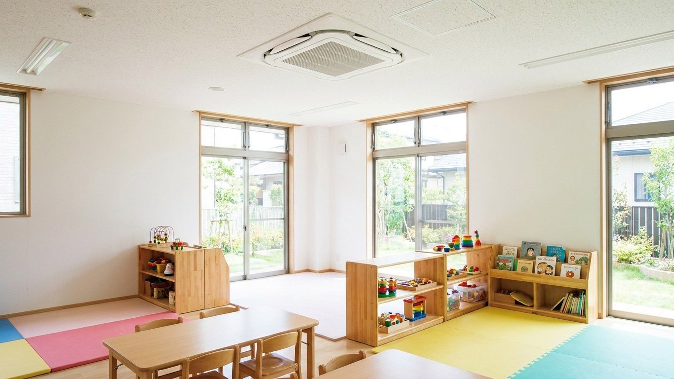 天井カセット形エアコンが設置された保育室のイメージ